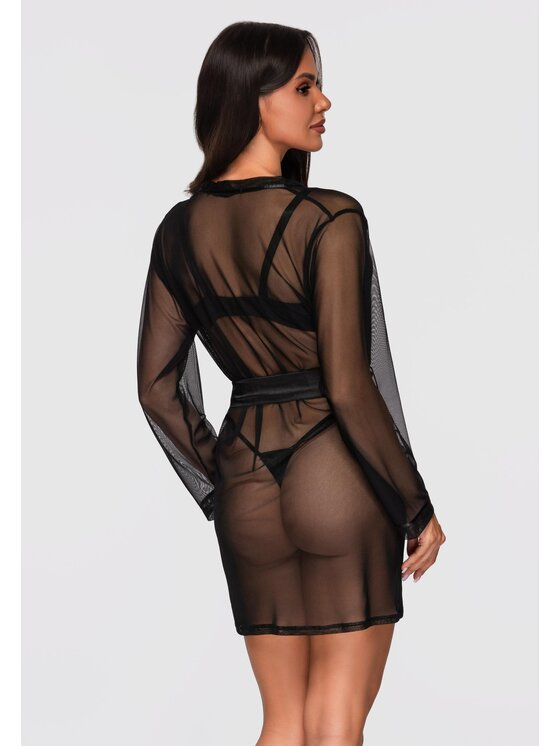 Ombre Ombre Szlafrok LW-NWRB-0104 Czarny Regular Fit
