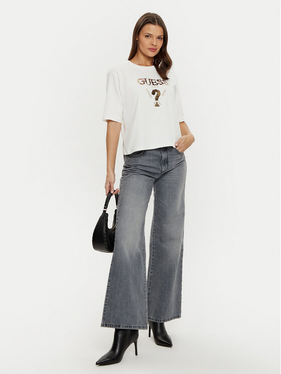 Guess Guess T-shirt V4YI06 I3Z14 Écru Boxy Fit