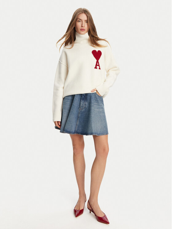 AMI Paris AMI Paris Džínsová sukňa FSK038.DE0046 Tmavomodrá Regular Fit