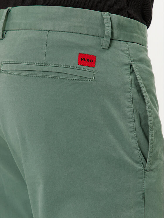 HUGO Hugo Čino bikses David222D 50468314 Zaļš Slim Fit
