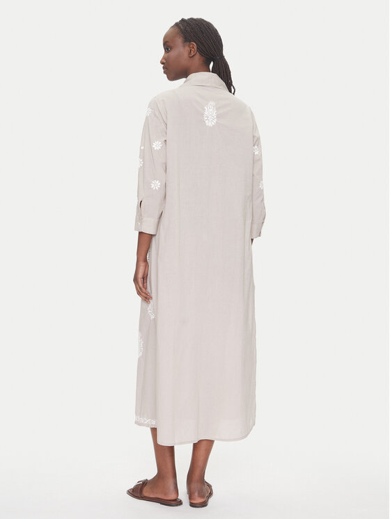 Selmark Selmark Φόρεμα καλοκαιρινό BC196 Μπεζ Relaxed Fit