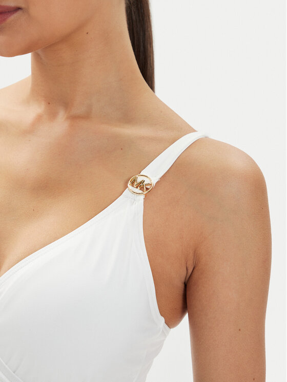 MICHAEL Michael Kors MICHAEL Michael Kors Costum de baie Solids Logo MM7M759 Alb