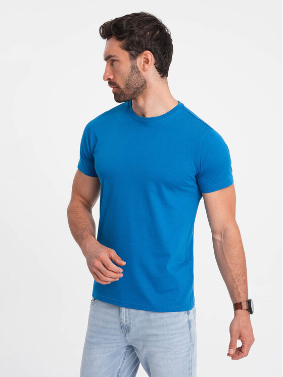 Ombre Ombre T-Shirt OM-TSBS-0146 Modrá Regular Fit