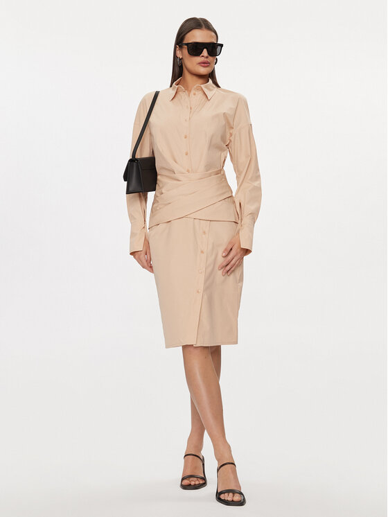 Patrizia Pepe Patrizia Pepe Rochie tip cămașă 8A1238/A391-B787 Bej Regular Fit