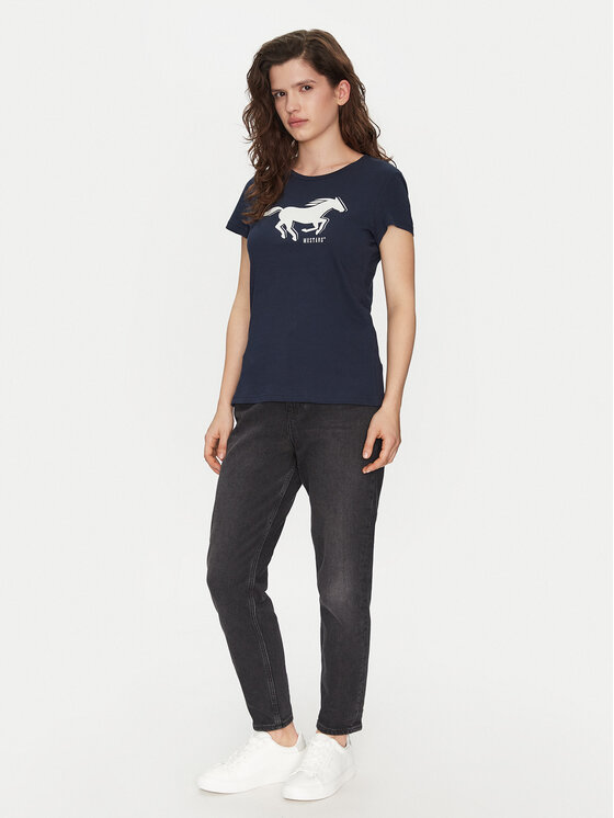 Mustang Mustang T-Shirt Loa 1016136 Granatowy Slim Fit