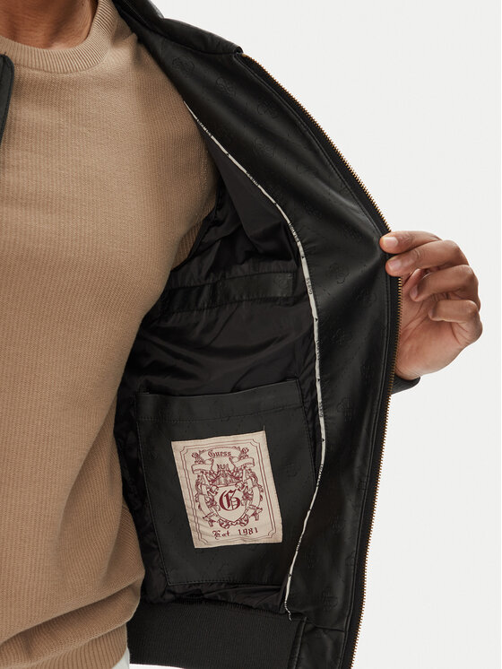 Guess Guess Jakna od imitacije kože M5YL01 WGUC0 Crna Regular Fit