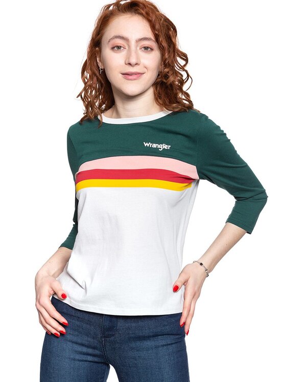 Wrangler Wrangler Bluzka RAINBOW TEE Biały Regular Fit