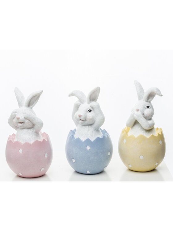 MIAhome MIAhome Figurka 3 króliczki w kolorowych skorupkach 12x6,5x6,5 cm Kolorowy