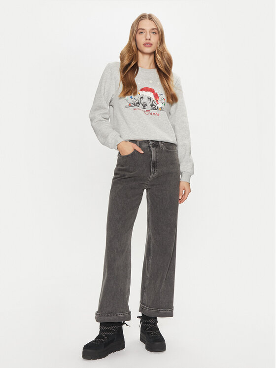 ONLY ONLY Felpa Yda Xmas 15270956 Grigio Regular Fit