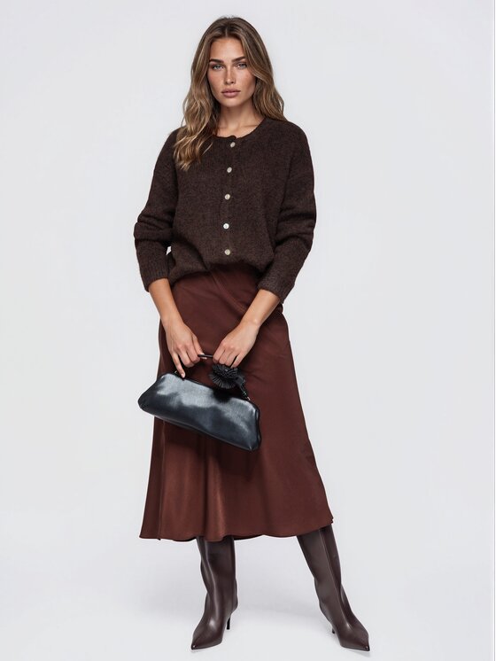 Ombre Ombre Svetr OW-SW-E0044 Hnědá Relaxed Fit