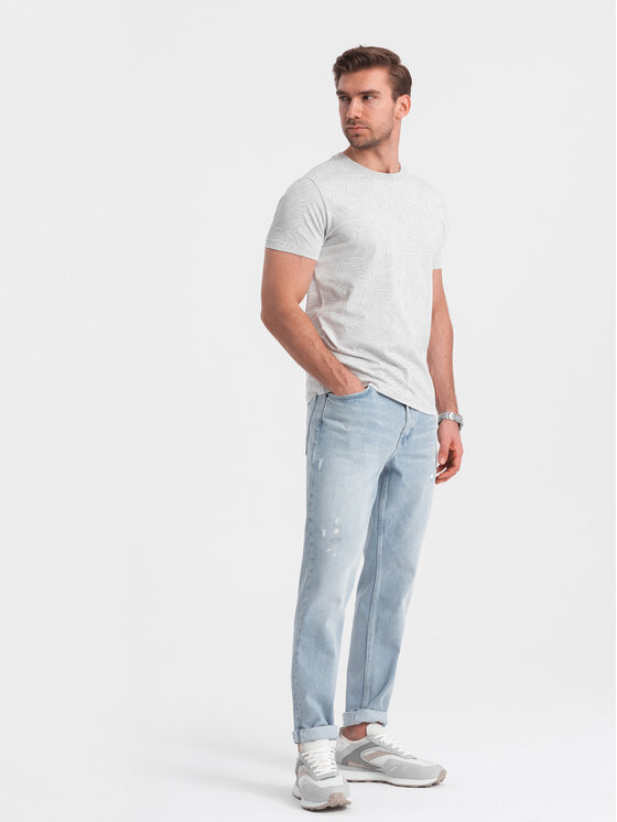 Ombre Ombre T-Shirt OM-TSFP-0182 Šedá Regular Fit