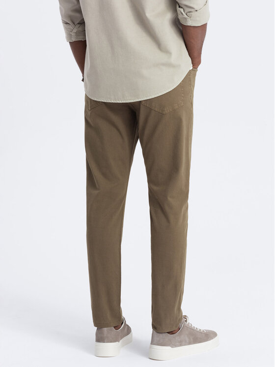 Ombre Ombre Kalhoty z materiálu OM-PACP-0151 Khaki Fitting Fit