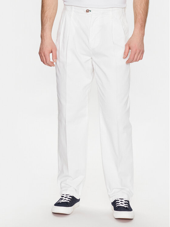 Tommy Hilfiger Hlače iz tkanine MW0MW31192 Écru Relaxed Fit