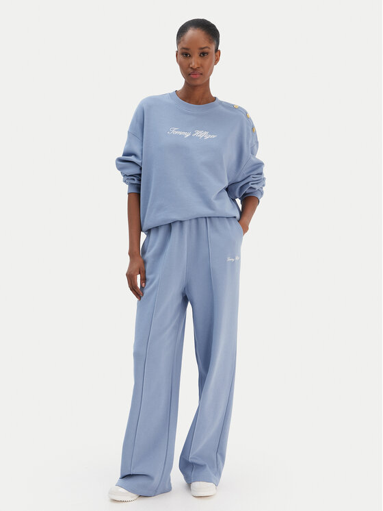 Tommy Hilfiger Tommy Hilfiger Spodnji del trenirke Script WW0WW48784 Modra Relaxed Fit