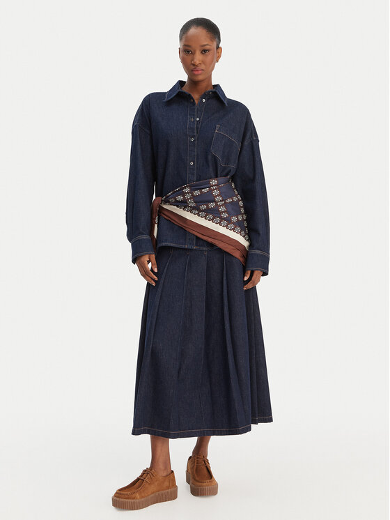 Weekend Max Mara Weekend Max Mara Gonna di jeans Ovale 2615101071 Blu scuro Regular Fit