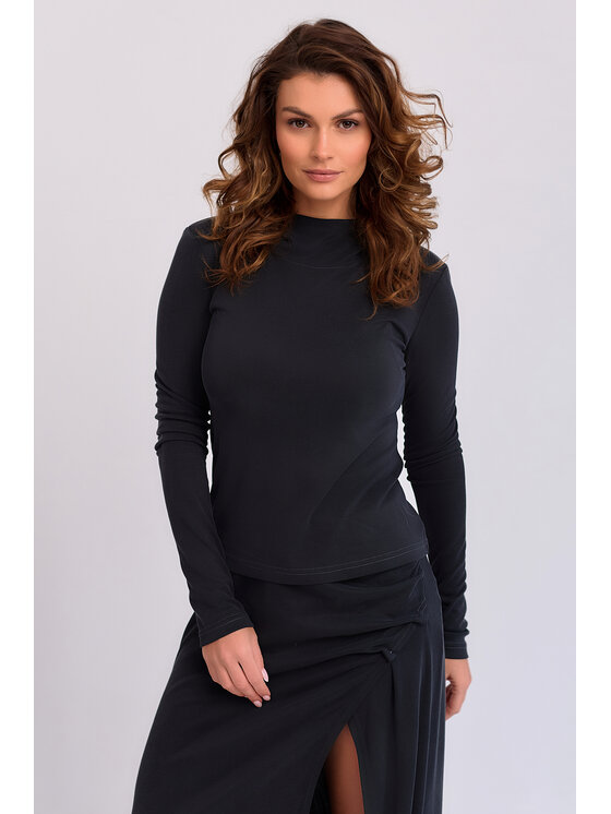 MANDRAGORA MANDRAGORA Bluzka Luna Czarny Basic Fit