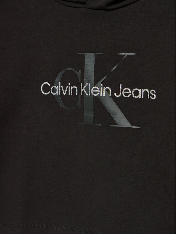 Calvin Klein Jeans Calvin Klein Jeans Mikina Glitter Monogram IG0IG02543 Čierna Relaxed Fit