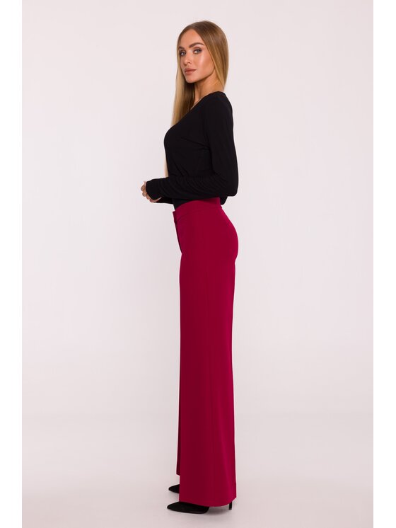 Made of Emotion Made of Emotion Spodnie materiałowe M875 Bordowy Wide Leg
