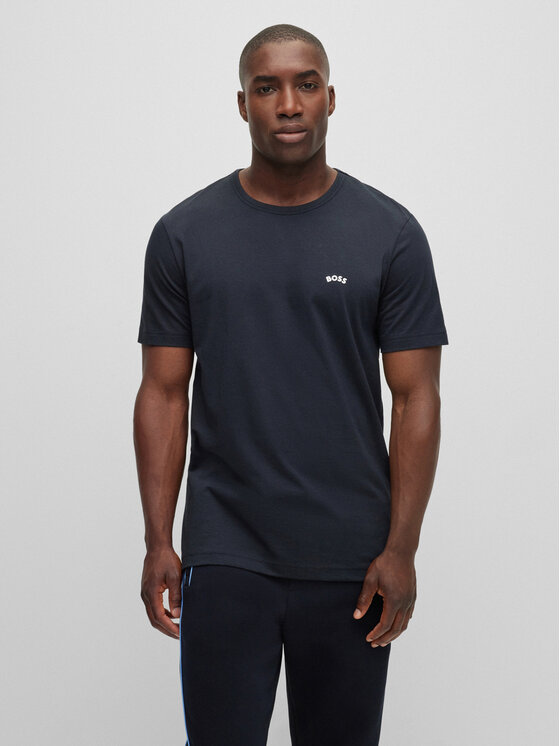 Boss Tricou Tee Curved 50469045 Bleumarin Regular Fit