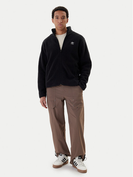 adidas adidas Полар Trefoil Essentials Teddy JV7676 Черен Loose Fit