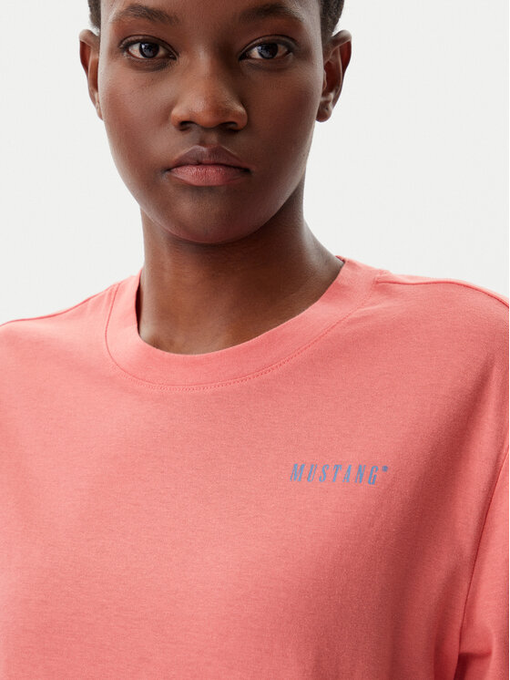 Mustang Mustang Tricou Floris 1016145 Coral Relaxed Fit