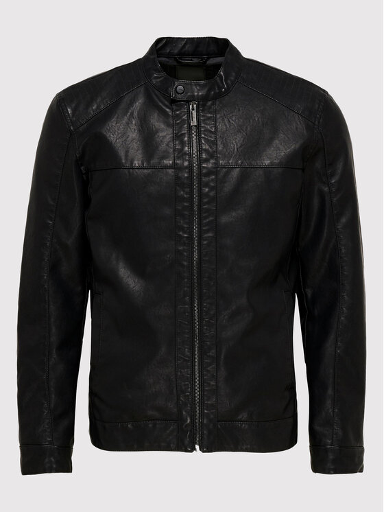 Only & Sons Only & Sons Geacă din imitație de piele Mike 22012339 Negru Regular Fit