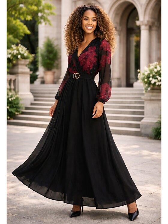 FIGL FIGL Elegantní šaty M1283 Černá Flared Fit