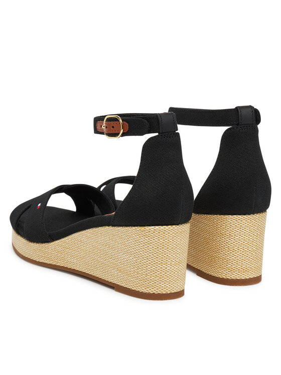 Tommy Hilfiger Tommy Hilfiger Espadrile Flag Criss-Cros Mid Wedge Espad FW0FW08481 Negru