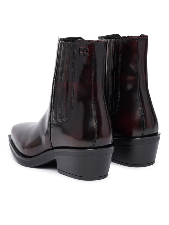 Tommy Jeans Tommy Jeans Боти тип челси Tjw Brushed Leather Cowboy Boots EN0EN03077 Тъмнокафяв