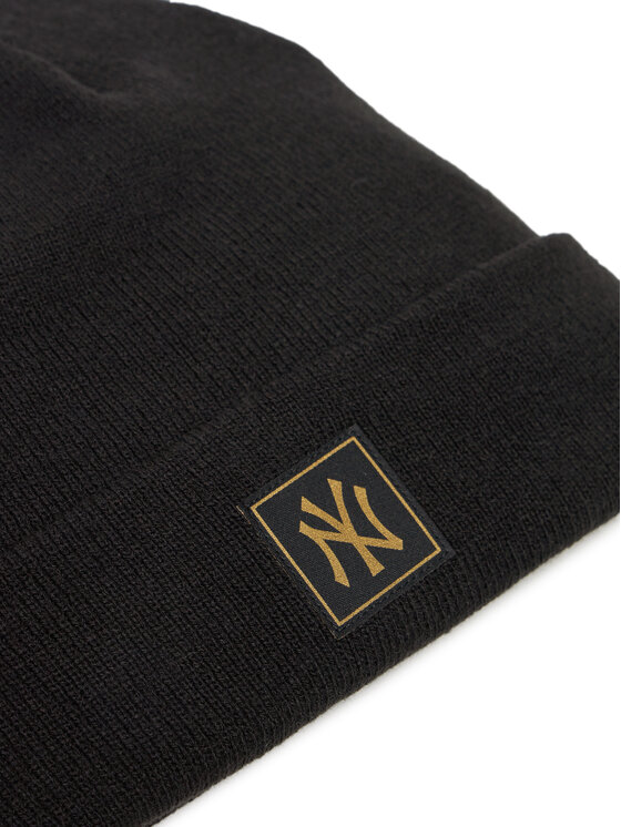 New Era New Era Kapa New York Yankees Metallic Badge Black Cuff Knit Beanie 60424815 Črna