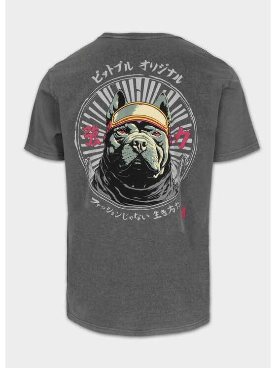 PITBULL PITBULL T-Shirt Koszulka męska Denim Washed MT. FUJI XL Szary Regular Fit