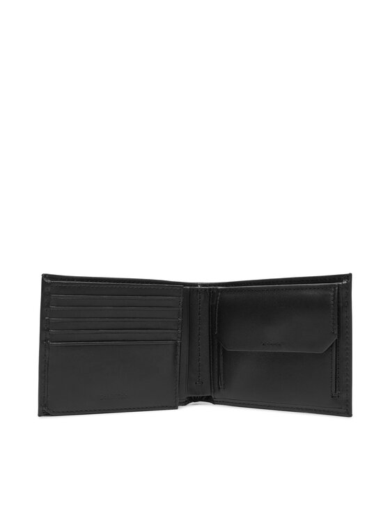 Calvin Klein Calvin Klein Vīriešu maks Ck Smooth Billfold W/ Coin Walle LV04D1105G Melns