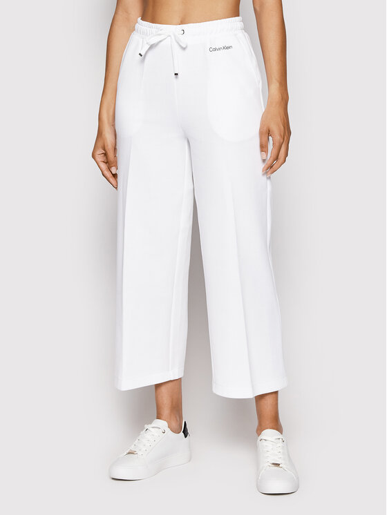 Calvin Klein Spodnji del trenirke Micro Logo K20K203622 Bela Regular Fit