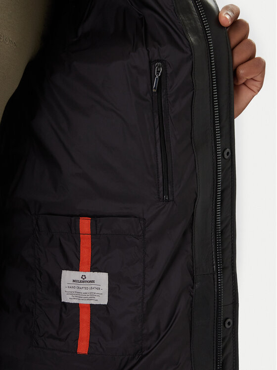 Milestone Milestone Kurtka skórzana MS Piero 531040 20740 Czarny Regular Fit