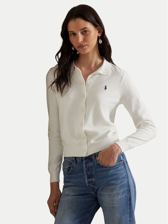 Polo Ralph Lauren Polo Ralph Lauren Kardigan 211972110002 Bílá Slim Fit