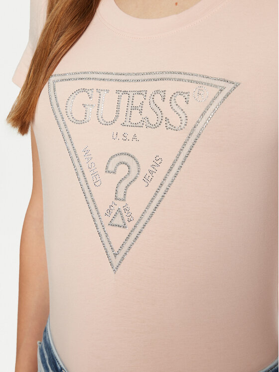 Guess Guess Tričko W5RI11 J1314 Ružová Regular Fit