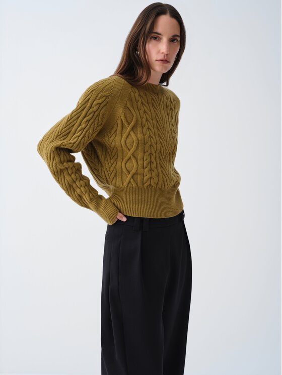 La Mania La Mania Sweter BOWIE Khaki Basic Fit