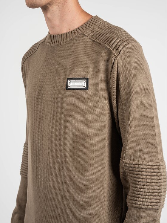 Les Hommes Les Hommes Sweter LKK122-607U | Motorcycle Jumper Beżowy Regular Fit