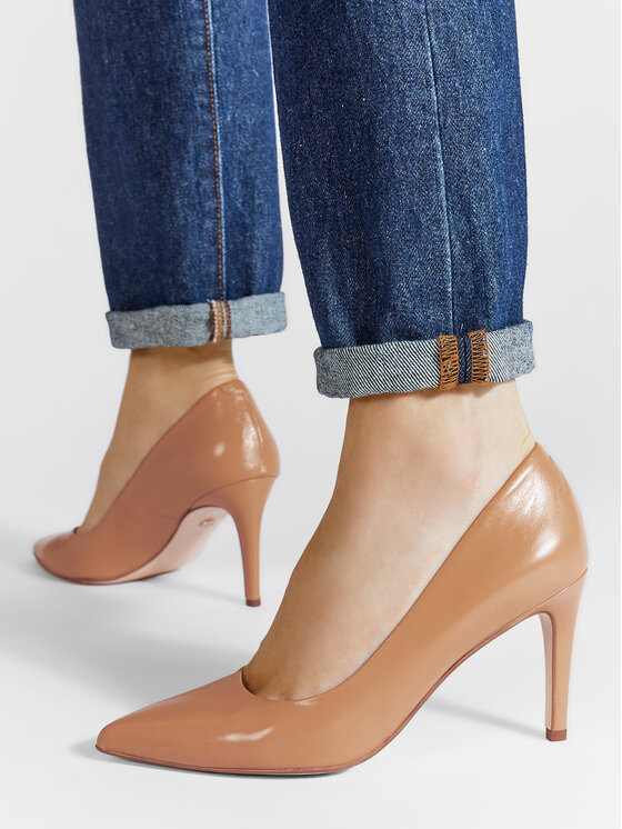 Solo Femme Solo Femme Pantofi cu toc subțire 75403-88-I63/000-04-00 Maro