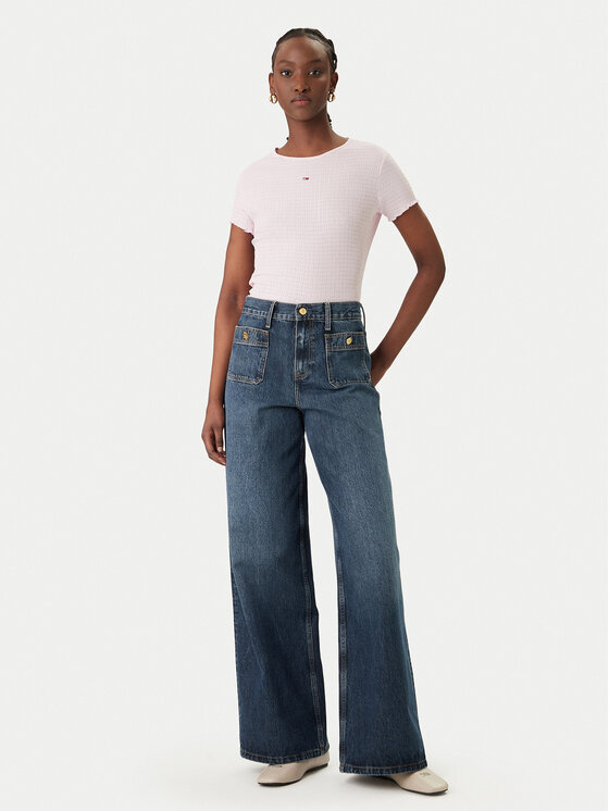 Tommy Jeans Tommy Jeans T-shirt Smock Seersucker DW0DW22219 Rosa Slim Fit