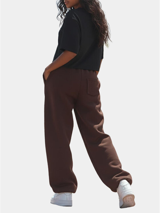 Jigga Wear Jigga Wear Spodnie dresowe Szerokie Luźne Baggy Damskie Jigga Haftowane Logo S Brązowy Regular Fit