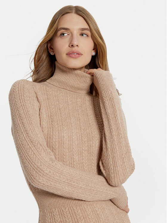 Fracomina Fracomina Každodenní šaty FR24WD5010K53201 Béžová Slim Fit