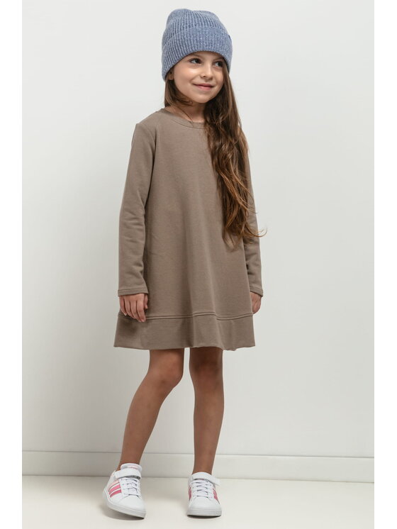 Tessita Tessita Sukienka dzianinowa SUKIENKA MMD36_6_98 Brązowy Basic Fit