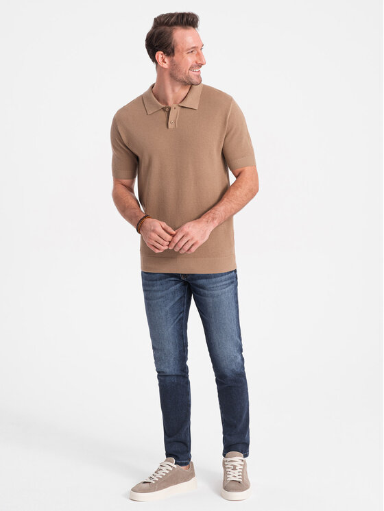 Ombre Ombre Polokošile OM-POSS-0117 Hnědá Regular Fit
