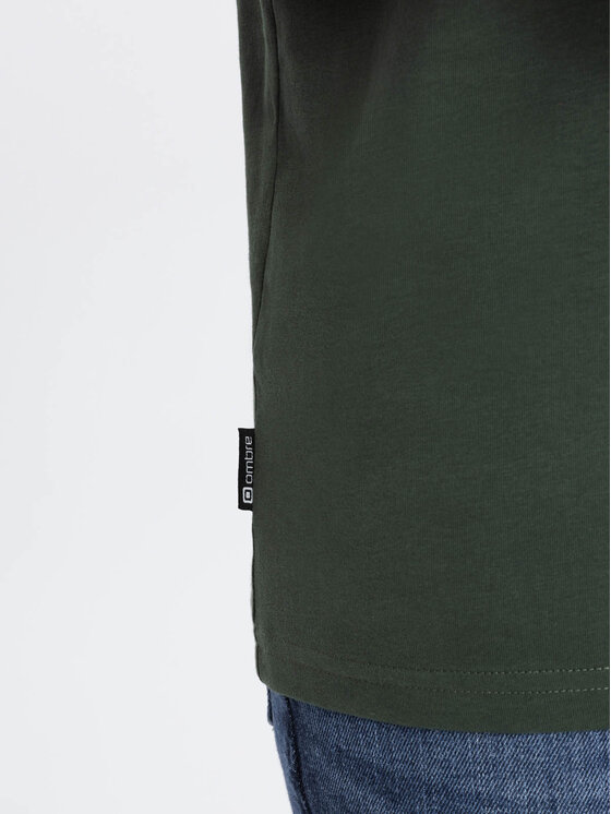 Ombre Ombre T-Shirt OM-TSCT-0109 Zielony Classic Fit