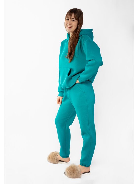 DKaren Sport DKaren Sport Komplet bluza i spodnie materiałowe Randi Turkusowy Classic Fit