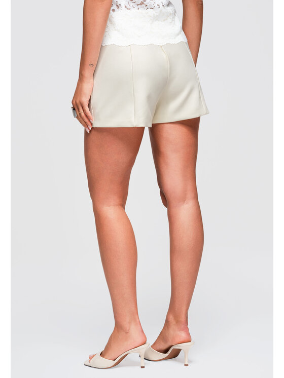 Ombre Ombre Szorty materiałowe OW-ST-E0003 Kremowy Regular Fit