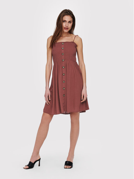 ONLY ONLY Sukienka letnia Annika 15193884 Brązowy Slim Fit