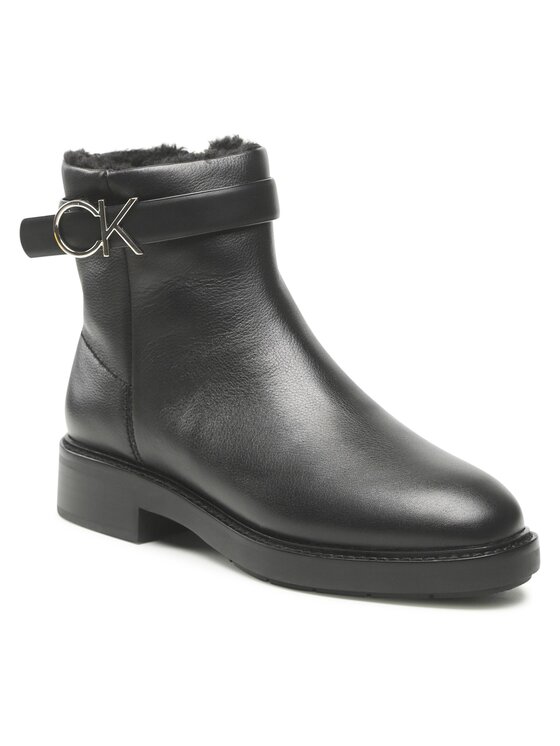 Botki Calvin Klein, Rozmiar 36, Czarne, Rubber Sole Ankle Boot Hw Wl-Lth HW0HW01257