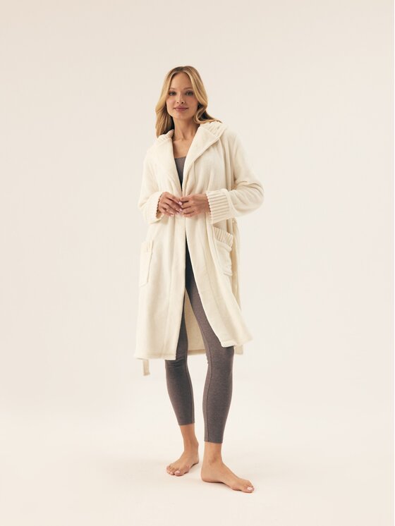 Esotiq Esotiq Szlafrok 42417 Kremowy Relaxed Fit